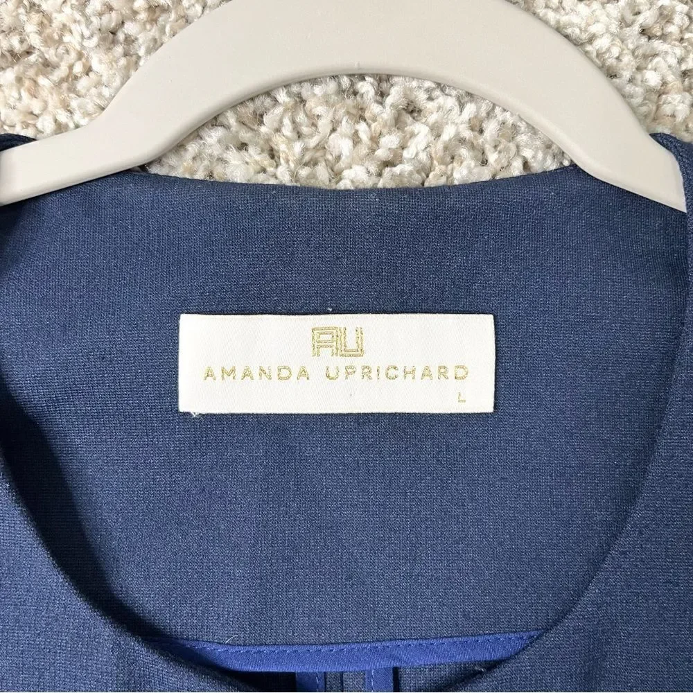 Amanda Uprichard Jacket Women’s‎ Large Navy Blue Zip Up Peplum Blazer
